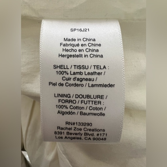 Rachel Zoe Ivory cropped leather jacket size small 4 - Picture 11 of 13